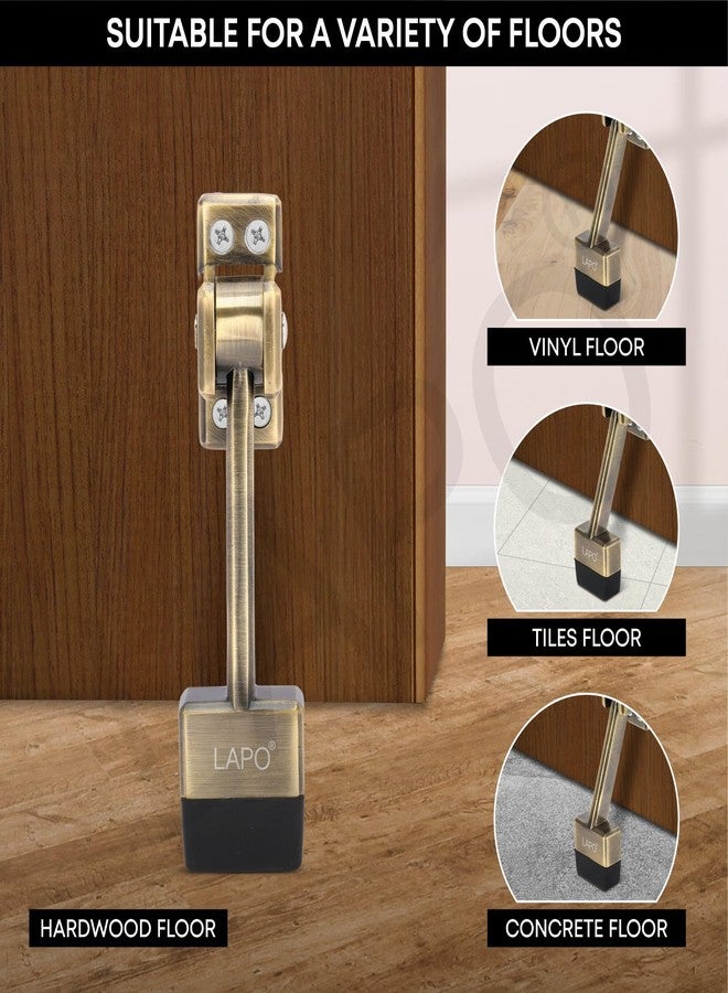 LAPO مانع باب لابو بريميوم مقاس 5 بوصات للباب الرئيسي مع برغي | مانع باب لتثبيت الباب | حامل باب خشبي شديد التحمل للمنزل والمكتب والفندق | لمسة نهائية عتيقة | قبضة قوية (عبوة من قطعتين) - Image 4